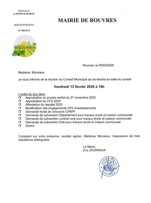 CM du 13 février 2026