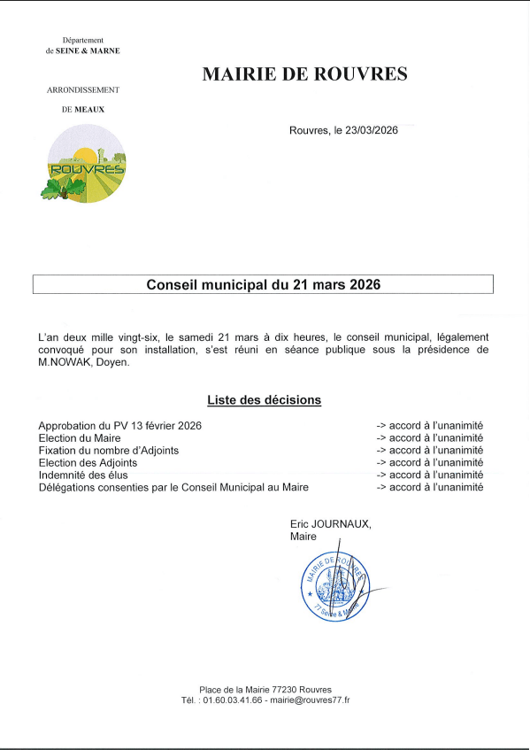 Liste des décisions CM 21-03-26